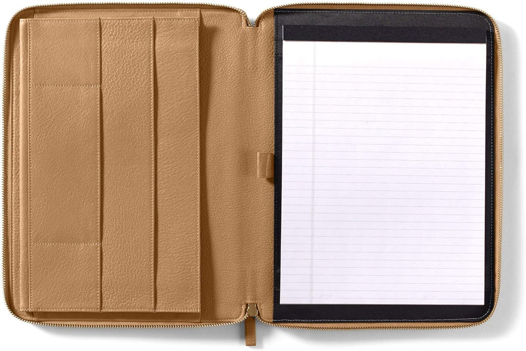 Cognac Zippered Portfolio with Interior Tablet Pocket U2491