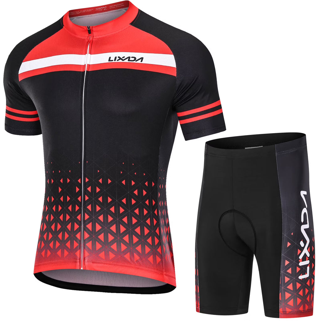 Men Cycling Jersey Set with Padded Shorts H481895