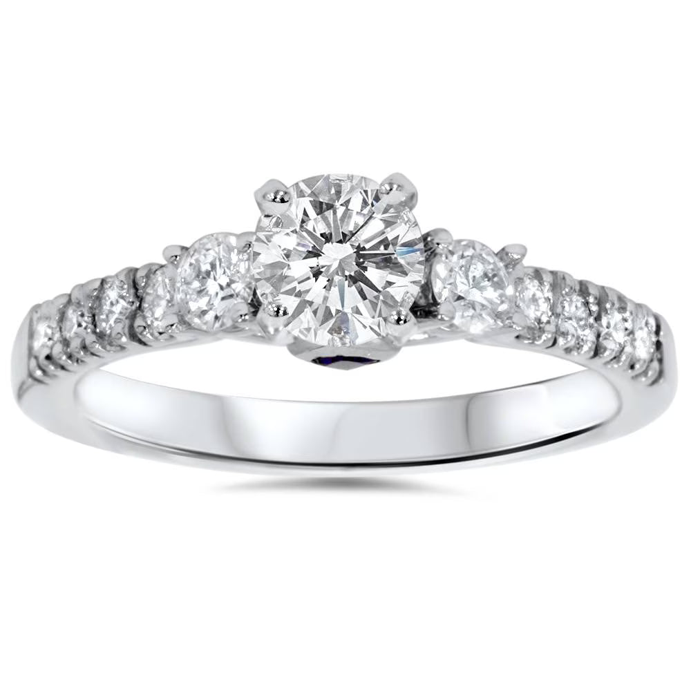 1ct Diamond & Blue Sapphire Engagement Ring 950 Platinum B270