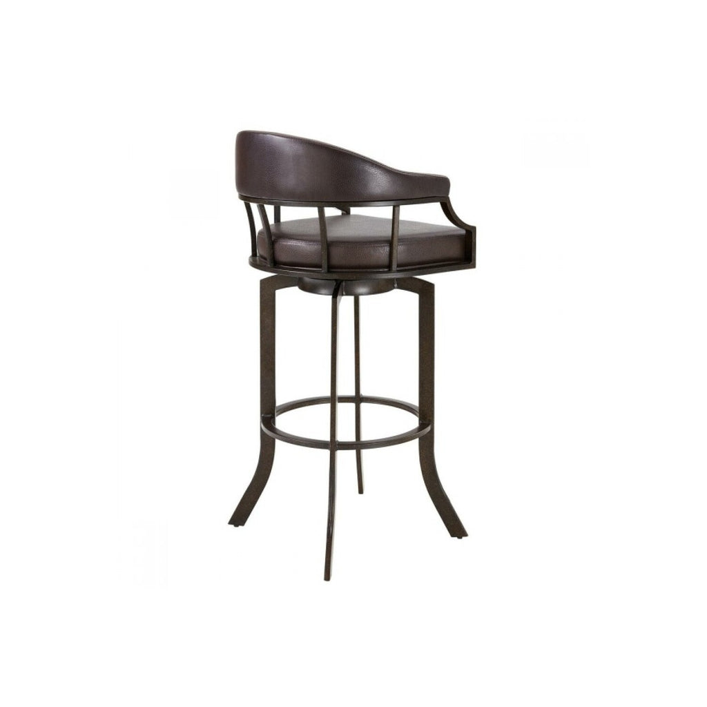 Brown Faux Leather Swivel Counter Stool Q422