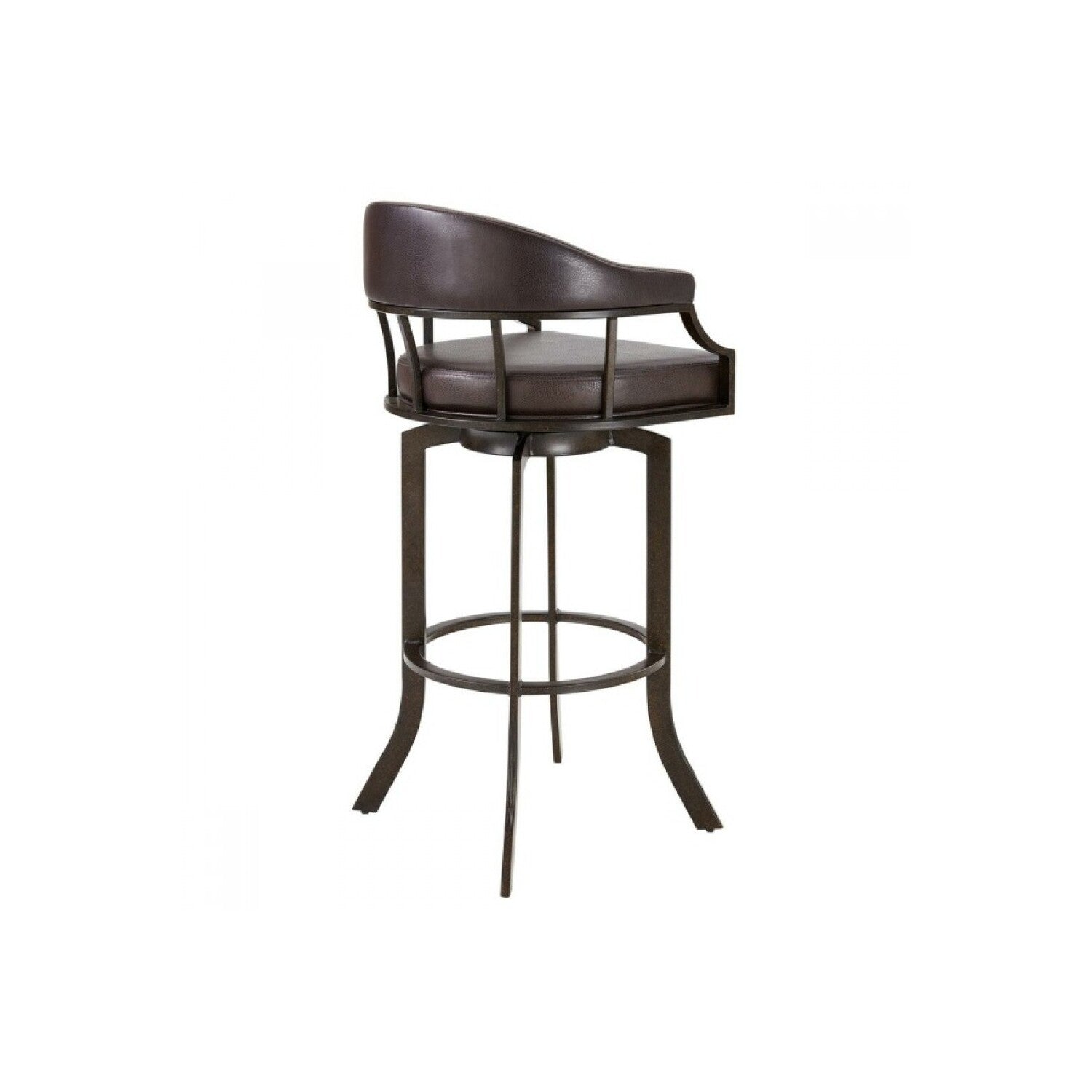 Brown Faux Leather Swivel Counter Stool Q422