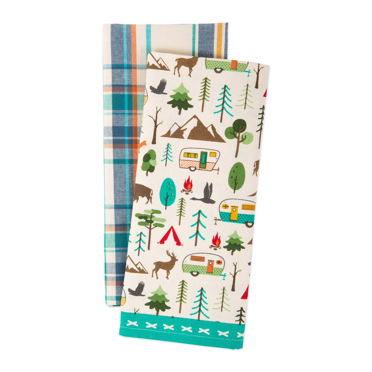 Blue and White Rectangular Dishtowels Set of 2 L6930
