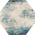 8 Ft Octagon Blue Medium-Pile Rug S391