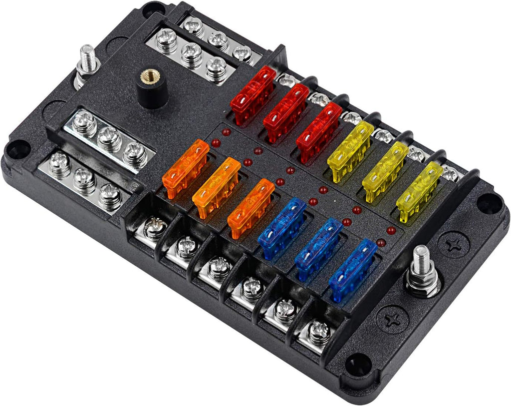 6 Circuit Fuse Block with Ground and Protection Cover for 12V/24V G42002