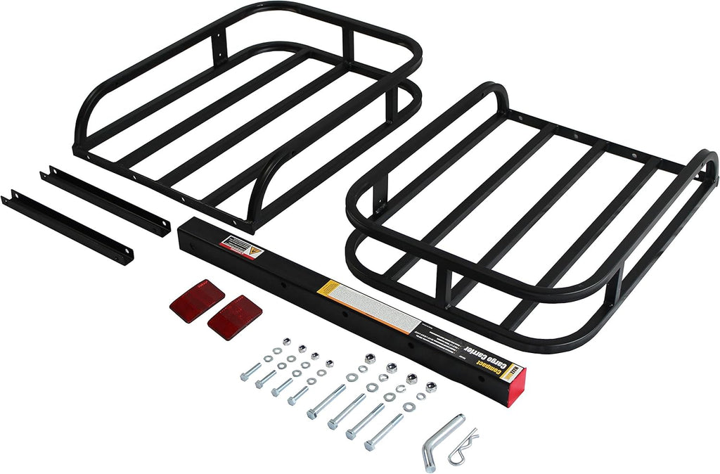 Steel Hitch Cargo Carrier with High Side Rails, 500-lb Load Capacity, Black O11643