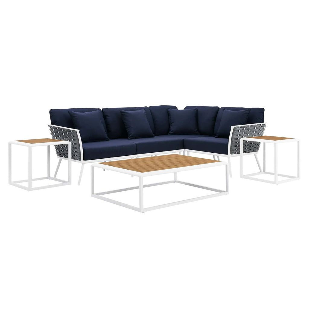 White Navy 7 Piece Outdoor Aluminum Sectional Sofa Set R12937