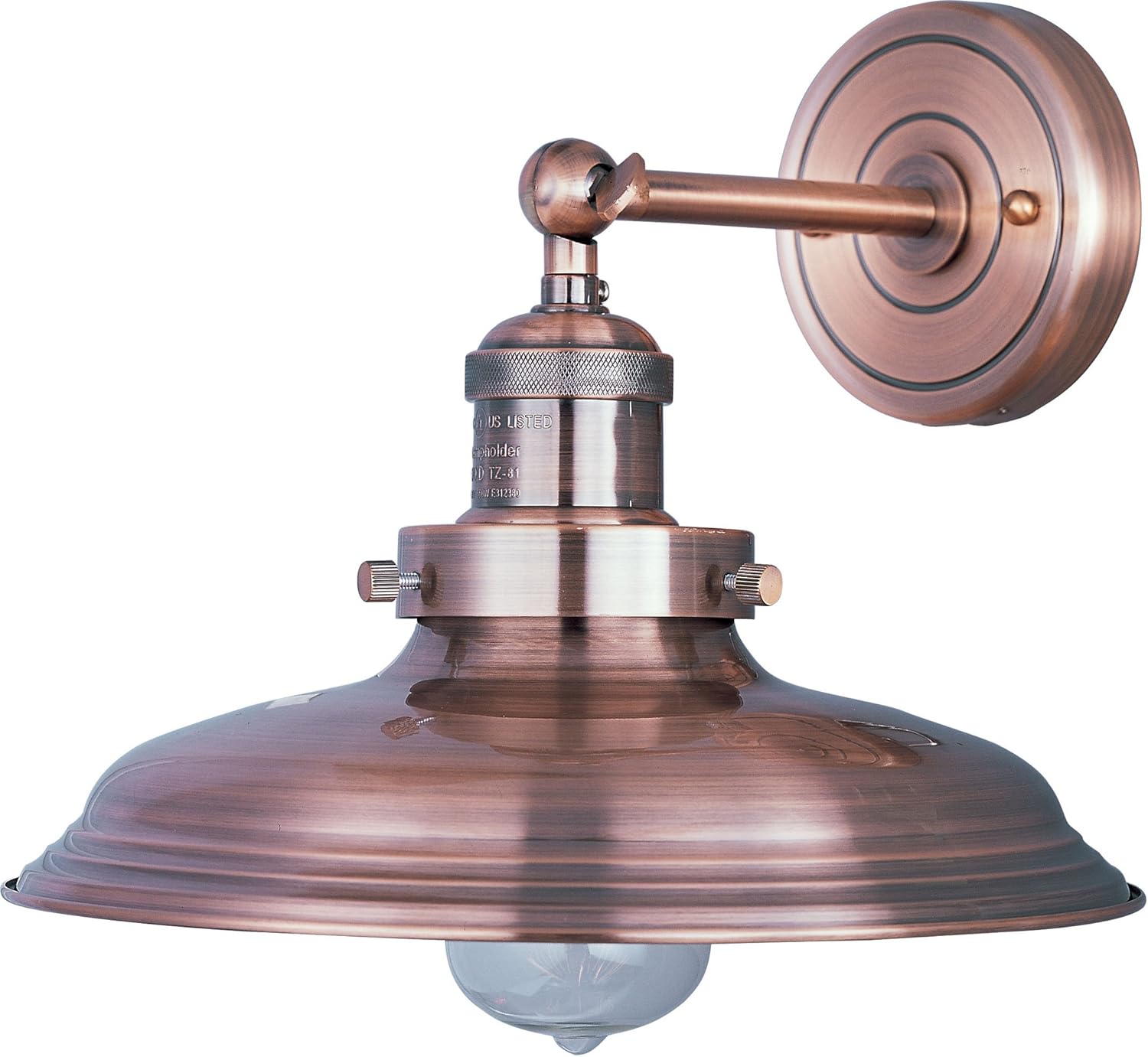 Antique Copper Finish 1-Light Wall Sconce, Glass, Linen Shade, 15W Max, 3000K, ELV Dimmable, 860 Lumens E315
