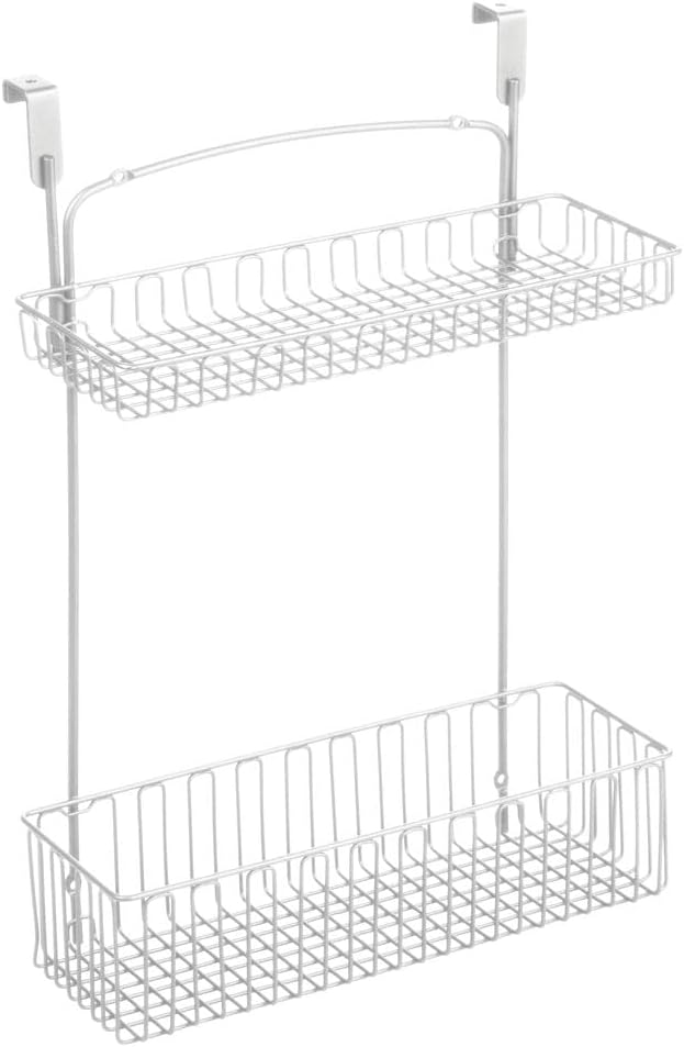 Metal Over Cabinet Kitchen Storage Organizer Basket, 2 Pack, Matte White K79448