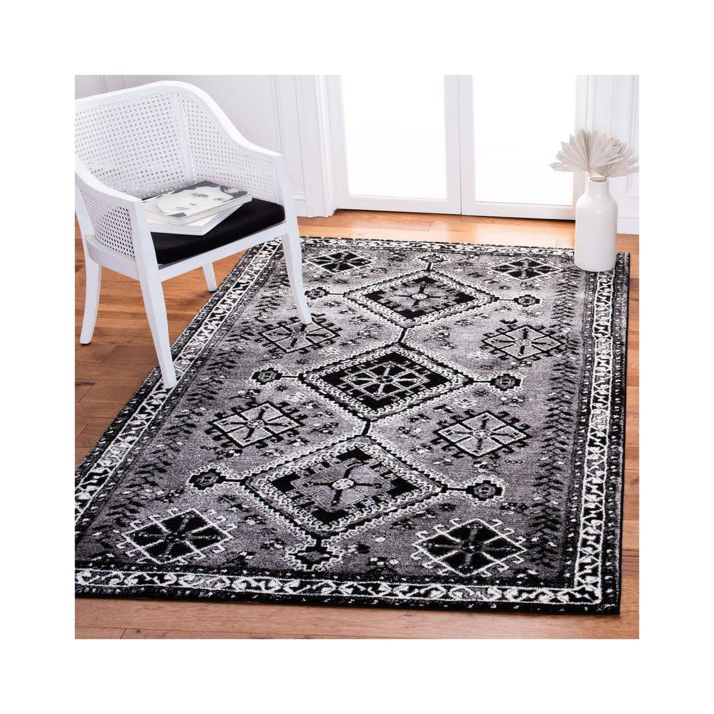 Grey / Black Vintage Rug P5558