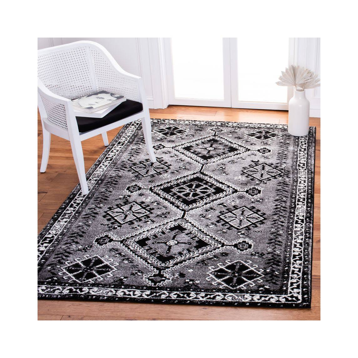 Grey / Black Vintage Rug P5558