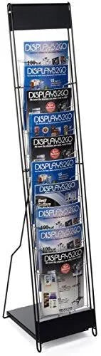 Portable Magazine Rack with 10 Pockets, 54H-Inch Floor-Standing Literature Display X38809