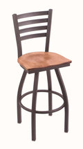 25x22 Swivel Counter Stool with Pewter Finish and Medium Maple Seat U526