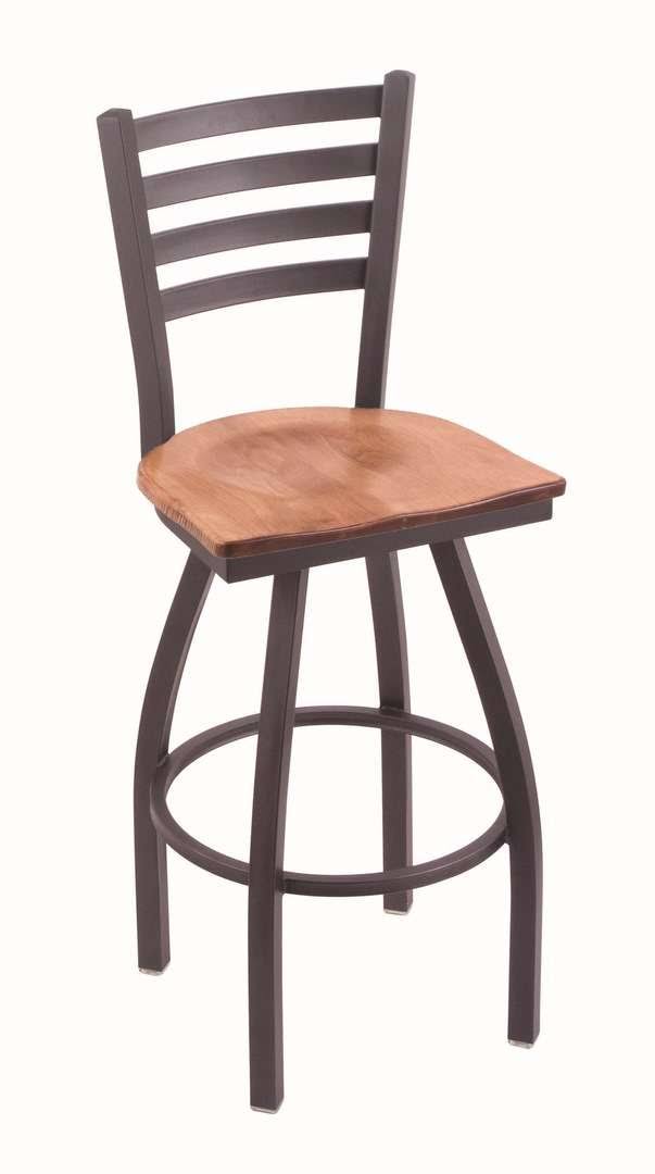 25x22 Swivel Counter Stool with Pewter Finish and Medium Maple Seat U526
