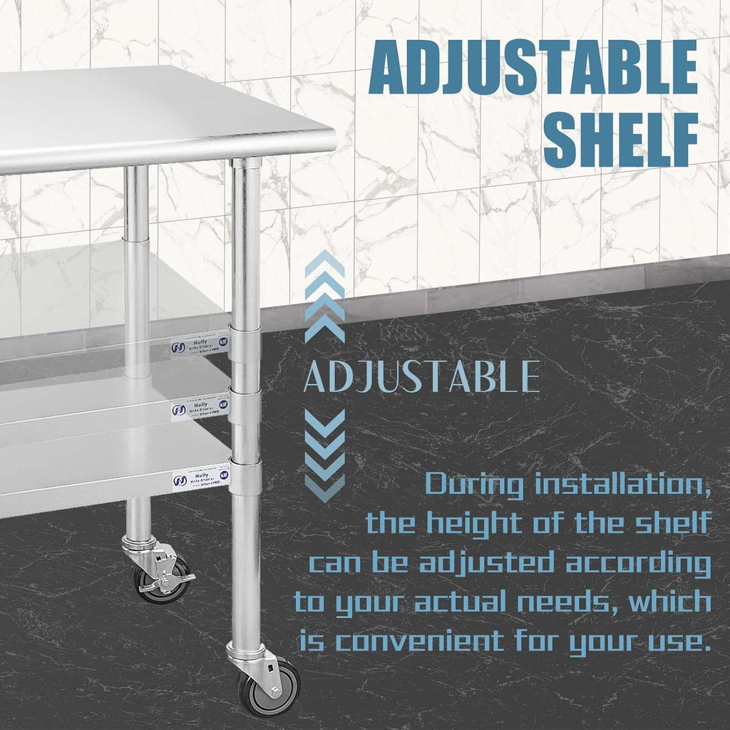 Stainless Steel Table 24 x 30 Inches with Caster Wheels and Undershelf X949270