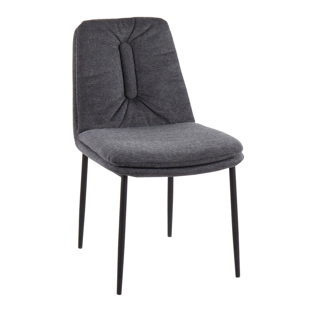 Cream Fabric and Black Steel Dining Chair Set of 2 W837006