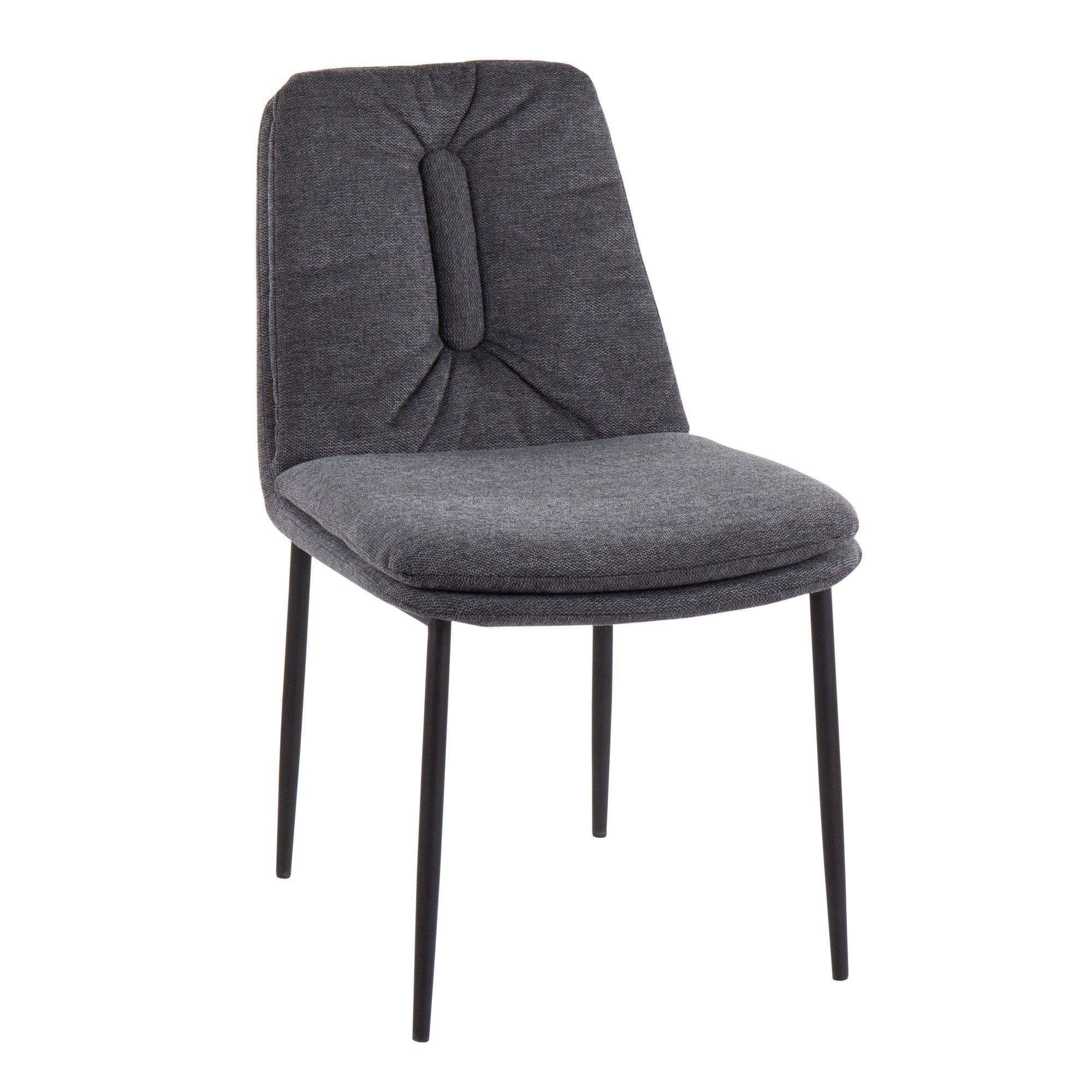 Cream Fabric and Black Steel Dining Chair Set of 2 W837006