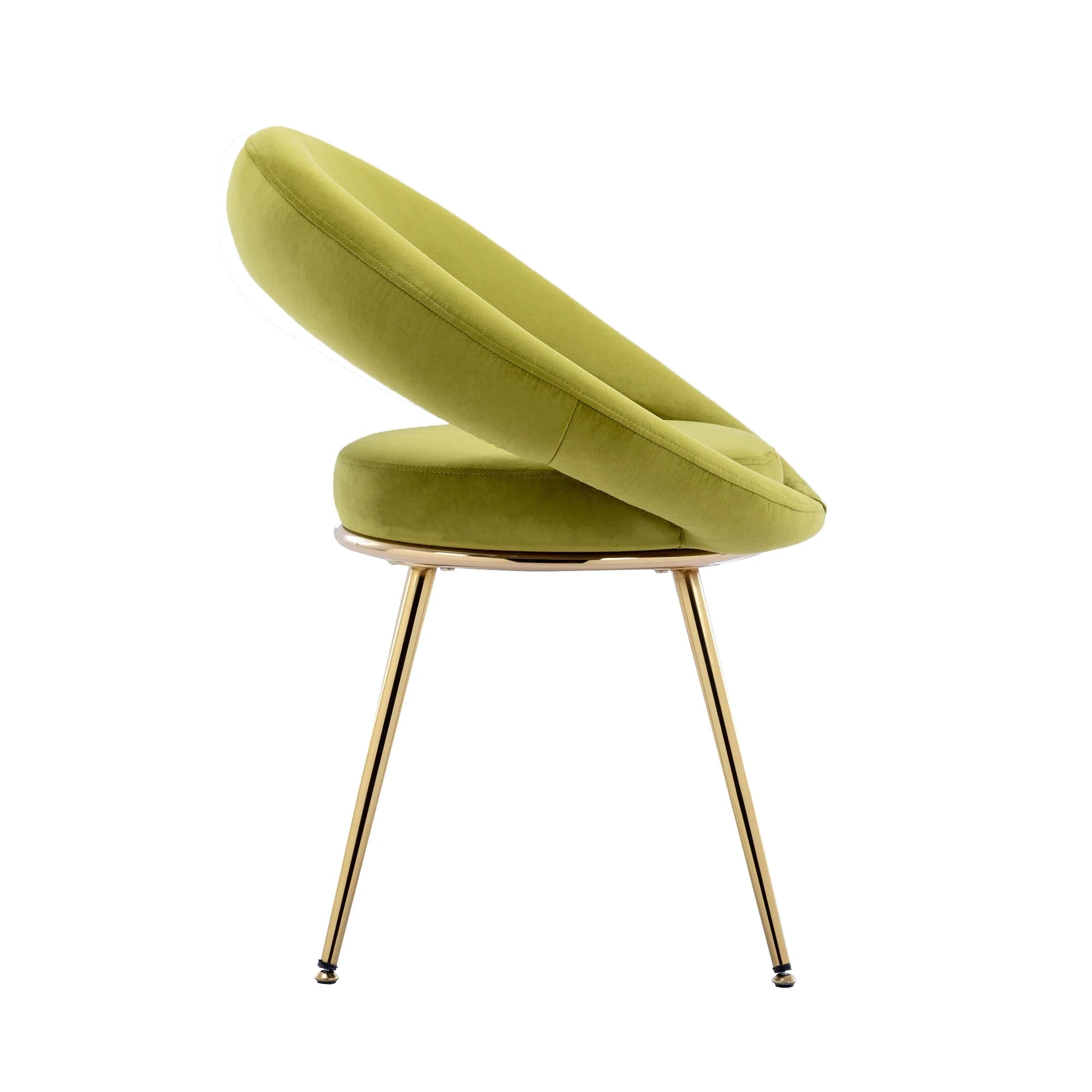 Olive Green Velvet Lounge Chair with Gold Plated Legs, Set of 2 U792