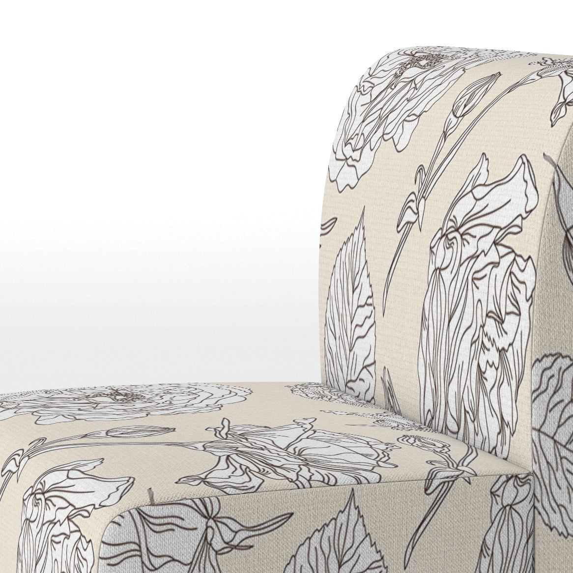 Beige Floral Upholstered Accent Chair and Arm Chair Z9172