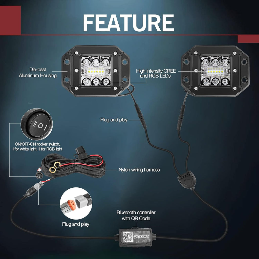 5inch 60W RGBW LED Work Light Pack of 2 V796340