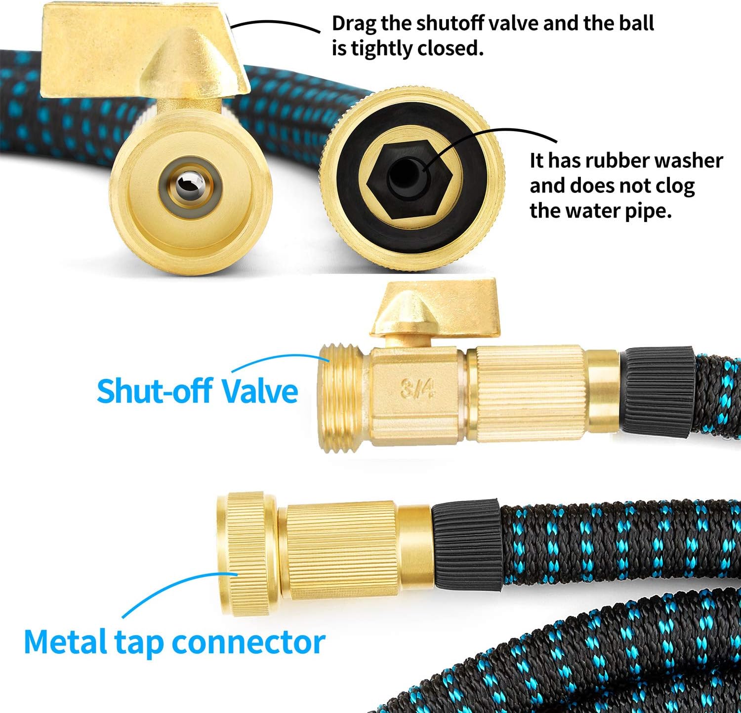 100ft Expandable Flexible Garden Water Hose Set with Brass Connectors Spray Nozzle Pack of 2 X880