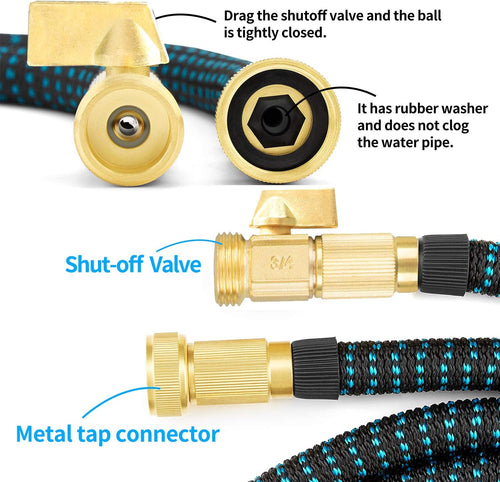100ft Expandable Flexible Garden Water Hose Set with Brass Connectors Spray Nozzle Pack of 2 X880