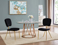 Black Velvet Upholstered Dining Chair Set of 2 Q927066