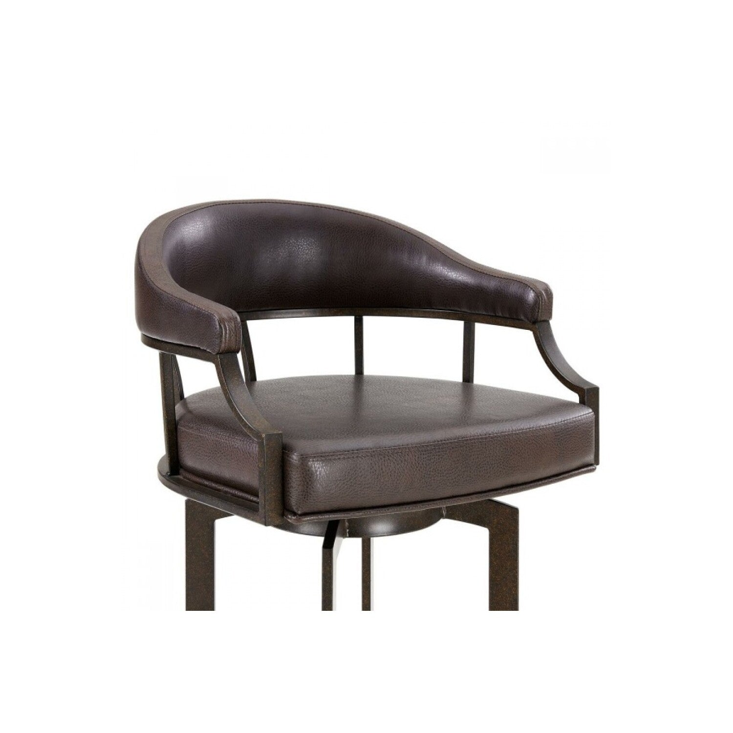 Brown Faux Leather Swivel Counter Stool Q422