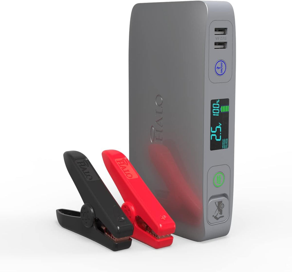 Portable Phone Laptop Charger Car Jump Starter with Outlet, LCD Display, Flood Light and Car Charger P78235