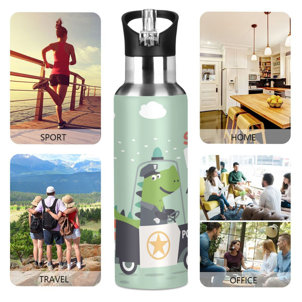 Stainless Steel Water Bottle with Straw Lid Vacuum Insulated 20 OZ I636503