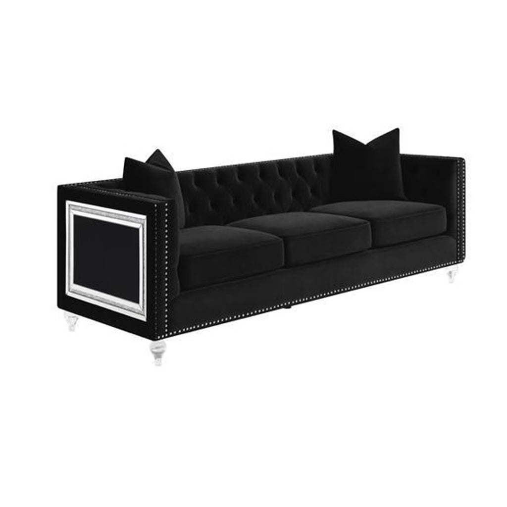 Black Velvet Tuxedo Sofa A5145