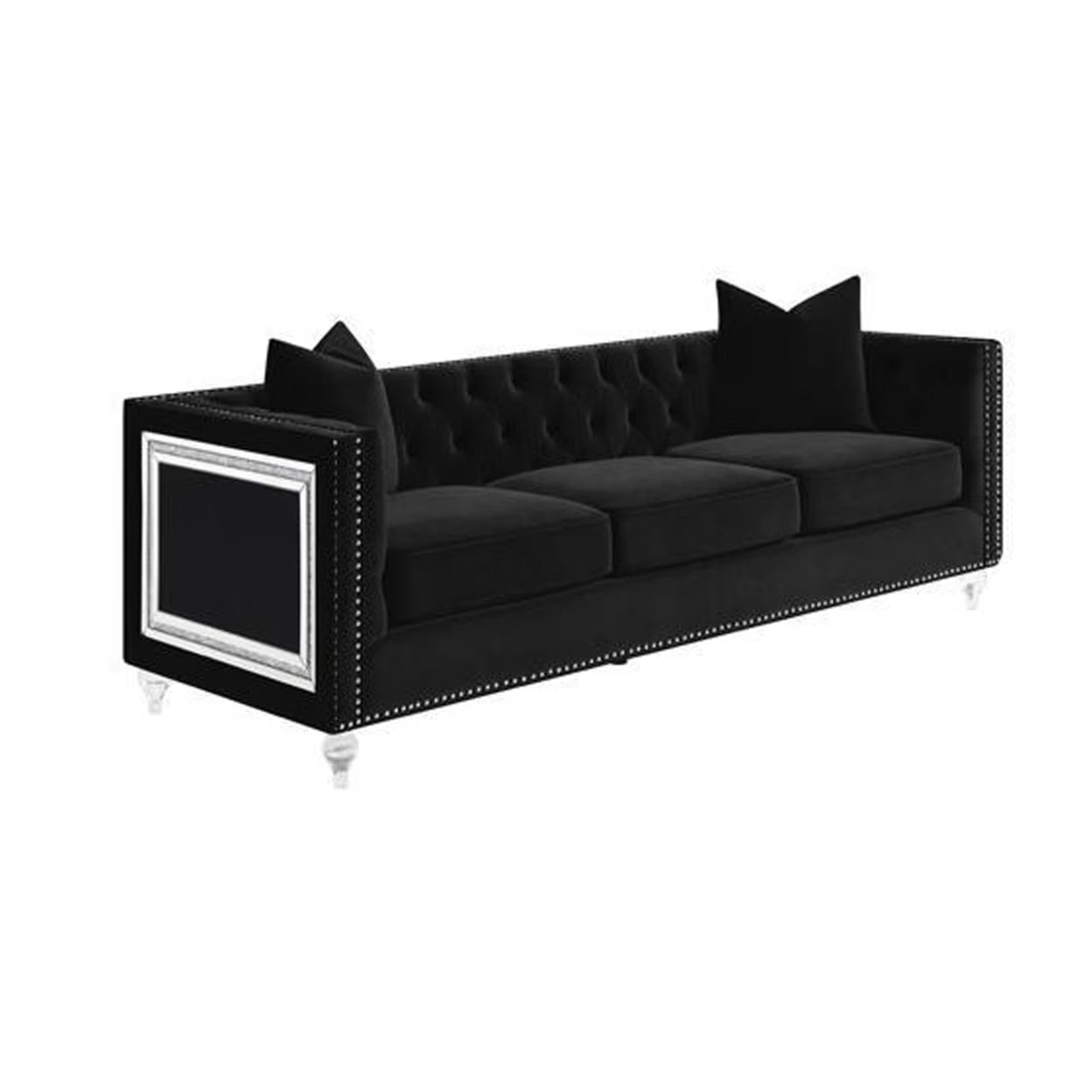 Black Velvet Tuxedo Sofa A5145