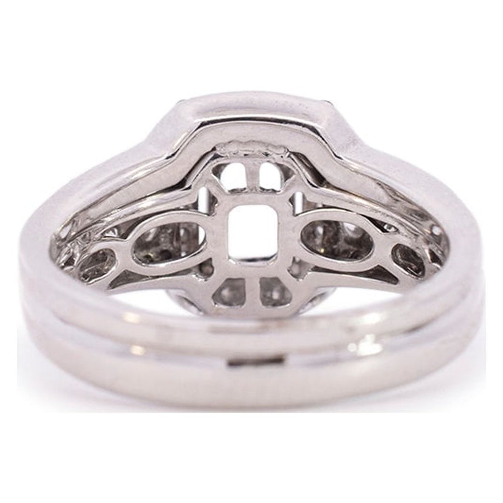 18K White Gold Rectangle Halo Diamond Engagement Ring L49496