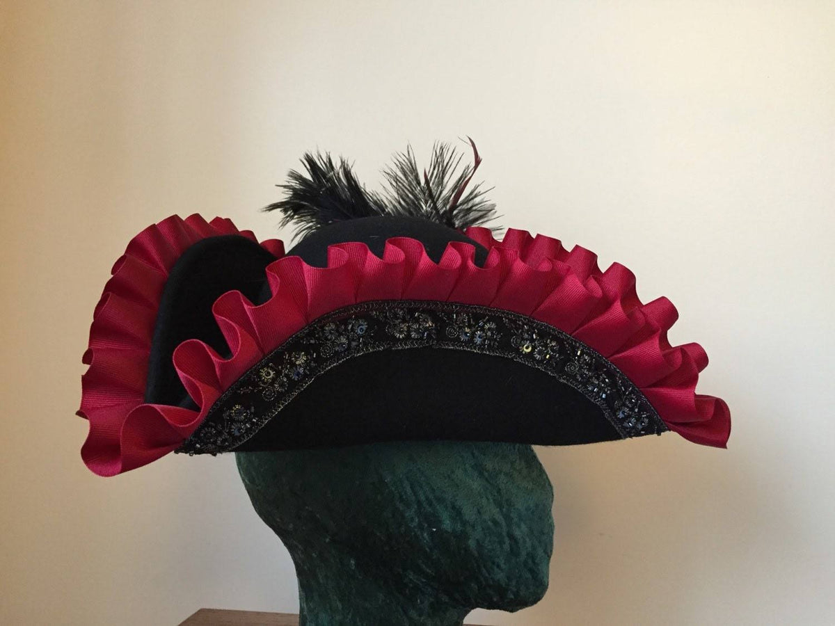 Black Crimson Red Gothic Romantic Tricorn Hat X850773