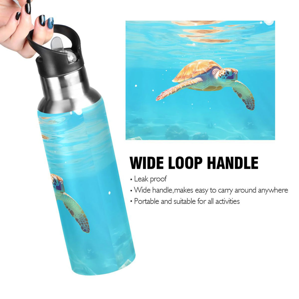 Insulated Stainless Steel Water Bottle with Straw Lid, 20 oz X329379