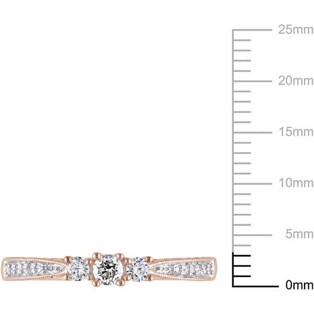 1/4 Carat T.W. Diamond 10kt Rose Gold Three Stone Engagement Ring S694