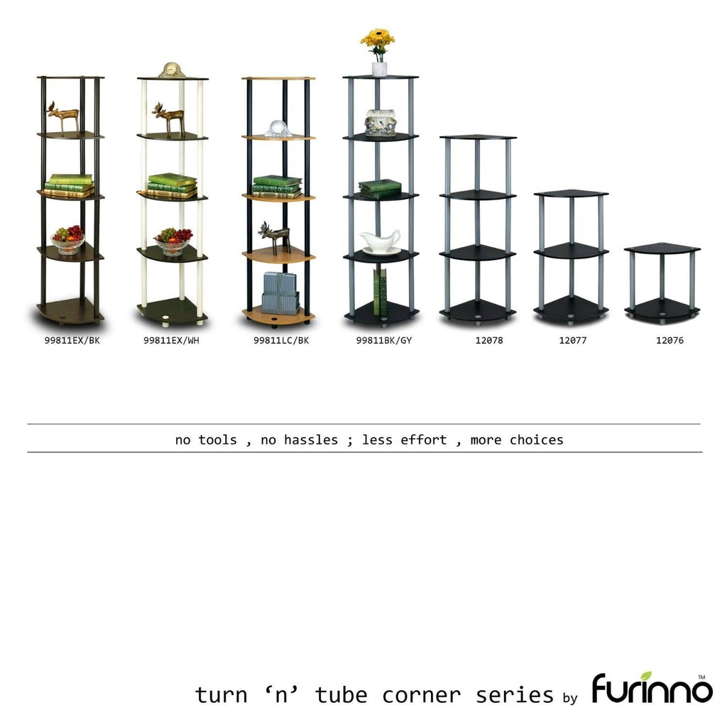 5-Tier Corner Display Shelf Bookcase in Espresso Black O546