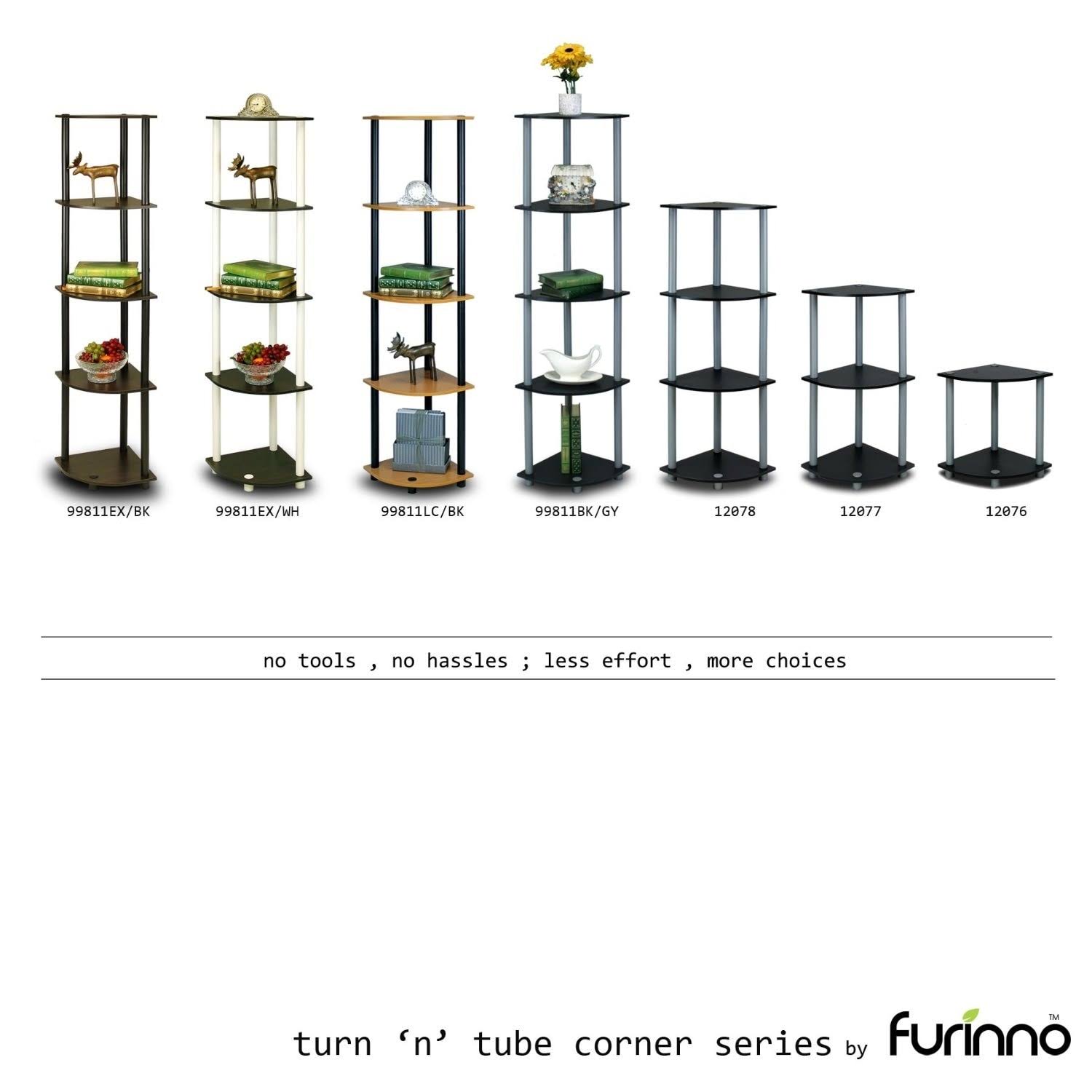 5-Tier Corner Display Shelf Bookcase in Espresso Black O546