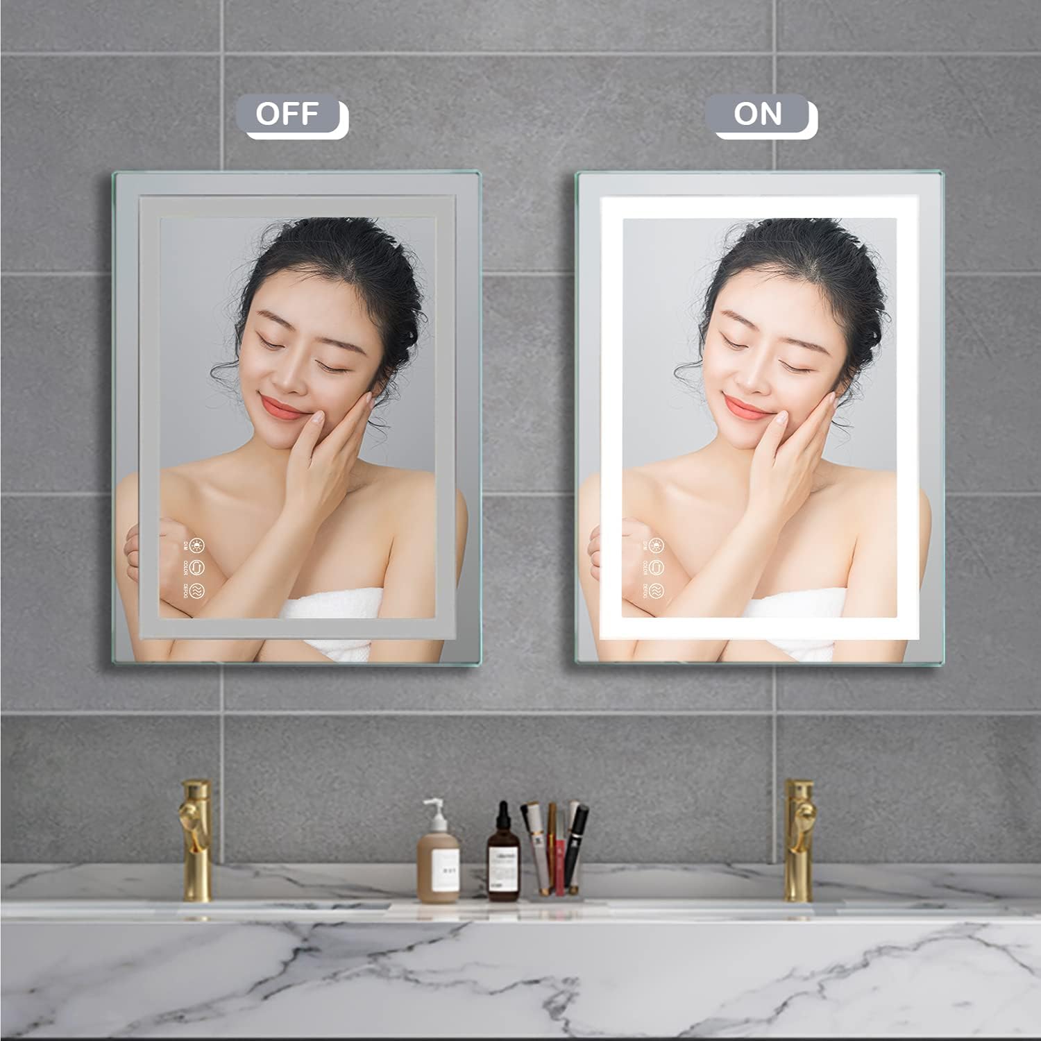 Wall Mounted LED Bathroom Mirror with Anti-Fog, Dimmable M313