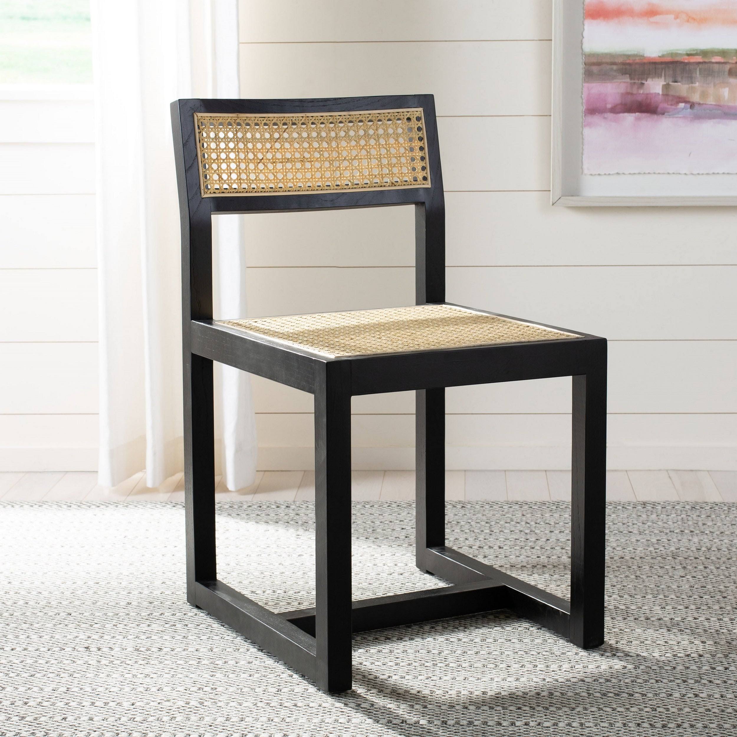 Black/Natural Cane Dining Chair I48354