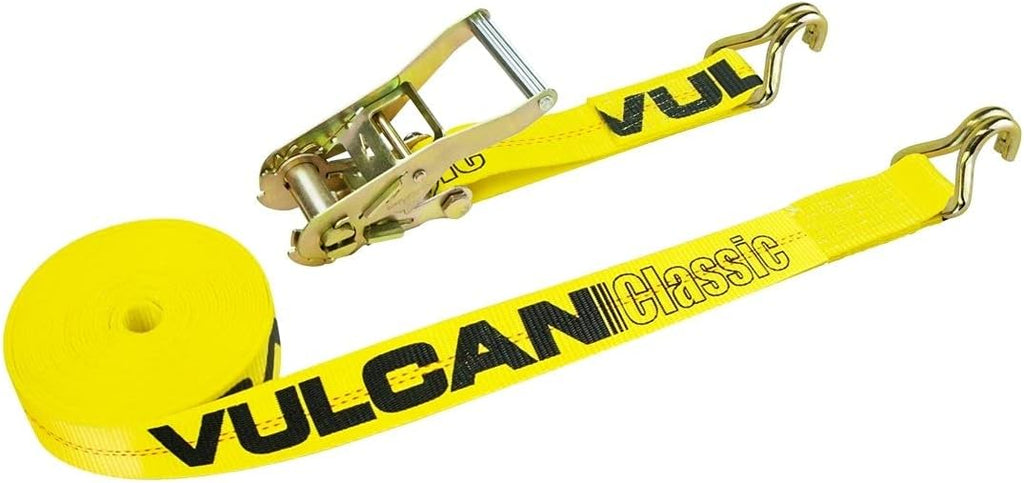 Classic Yellow Ratchet Strap with Wire Hooks 2 Inch x 30 Foot 8 Pack S1876