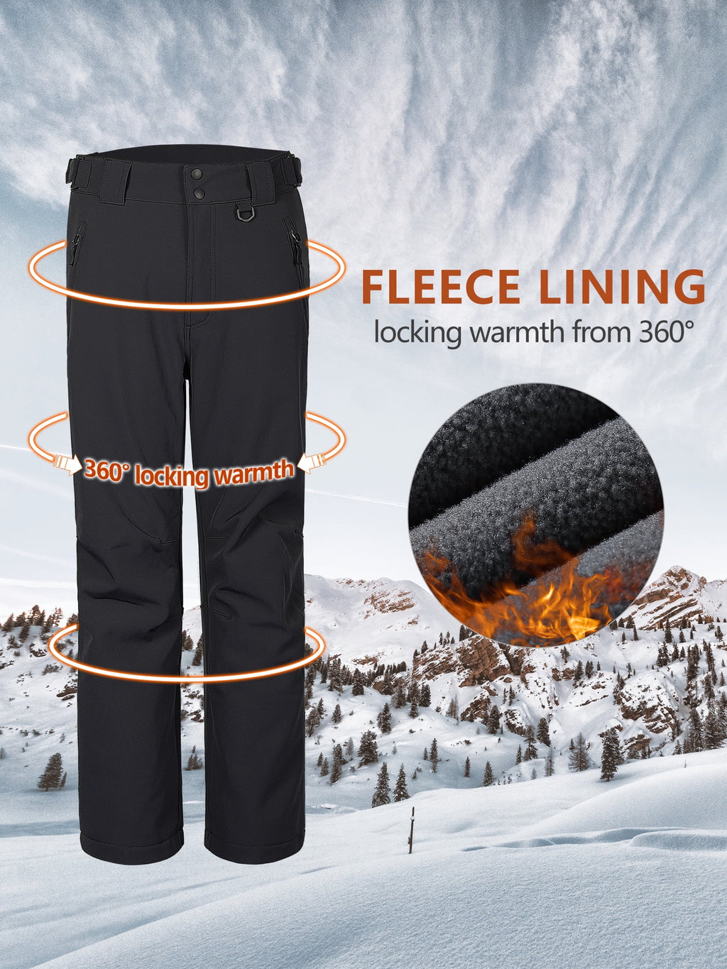 Fleece Lined Waterproof Snow Pants O592