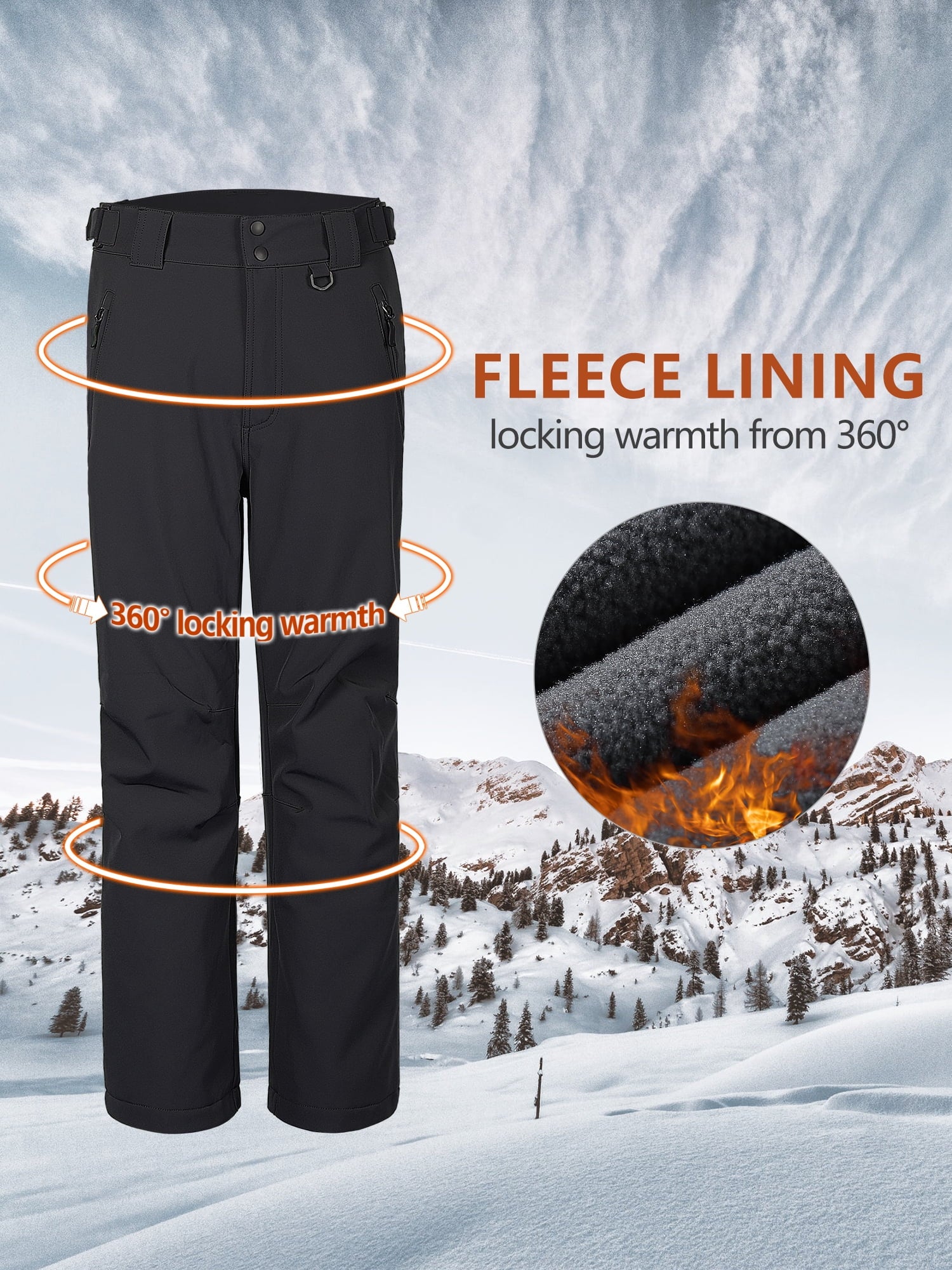 Fleece Lined Waterproof Snow Pants O592