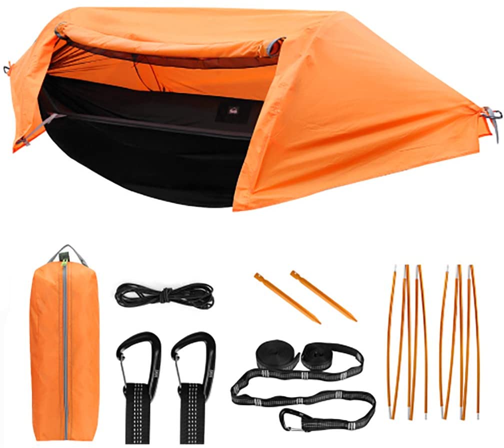 Orange Lightweight Camping Hammock Tent with Mosquito Net and Rainfly L30791