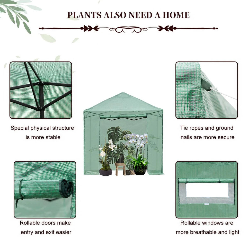 8'x8' Pop-up Walk-in Greenhouse with PE Cover J534