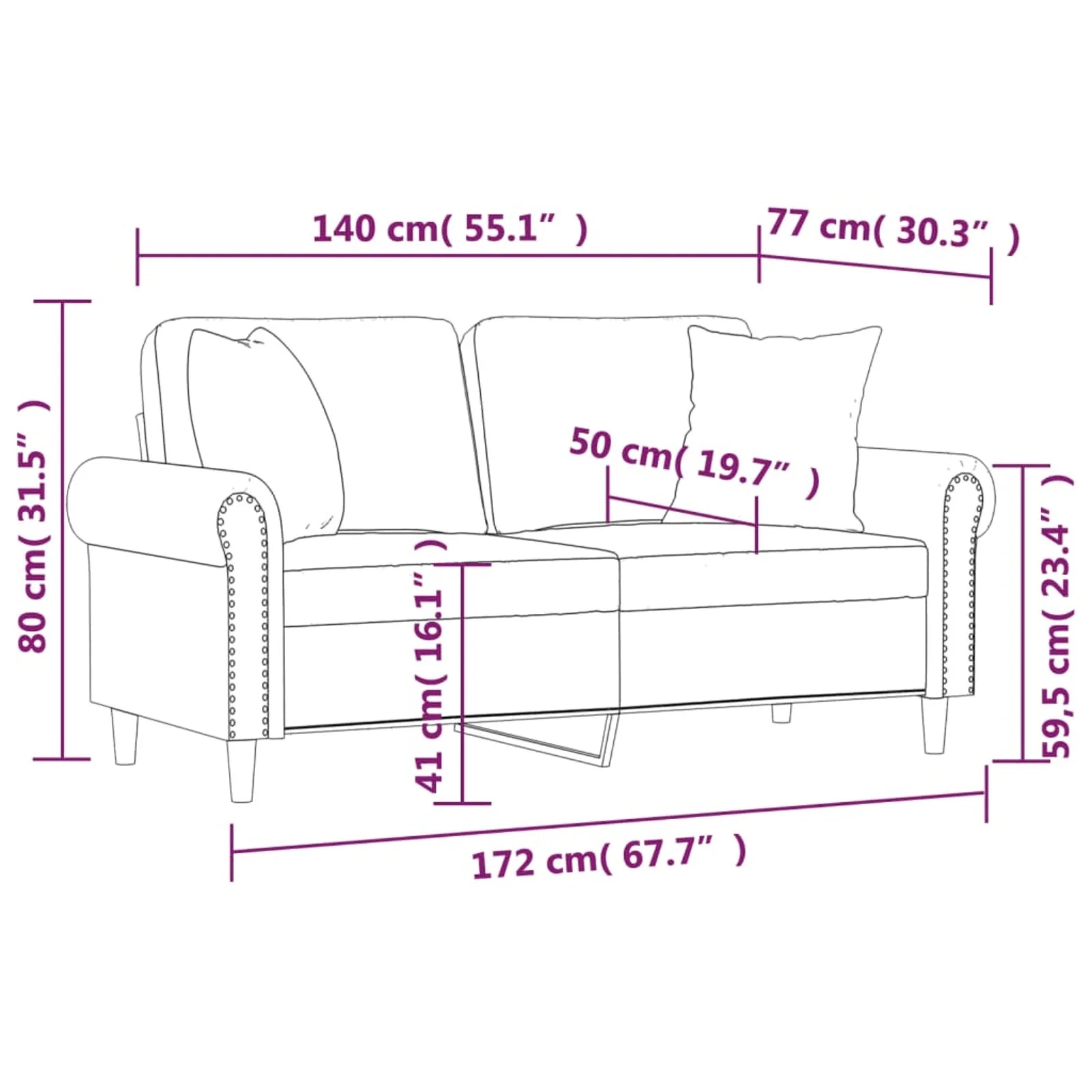 2-Seater Sofa Dark Gray 55.1" T7819