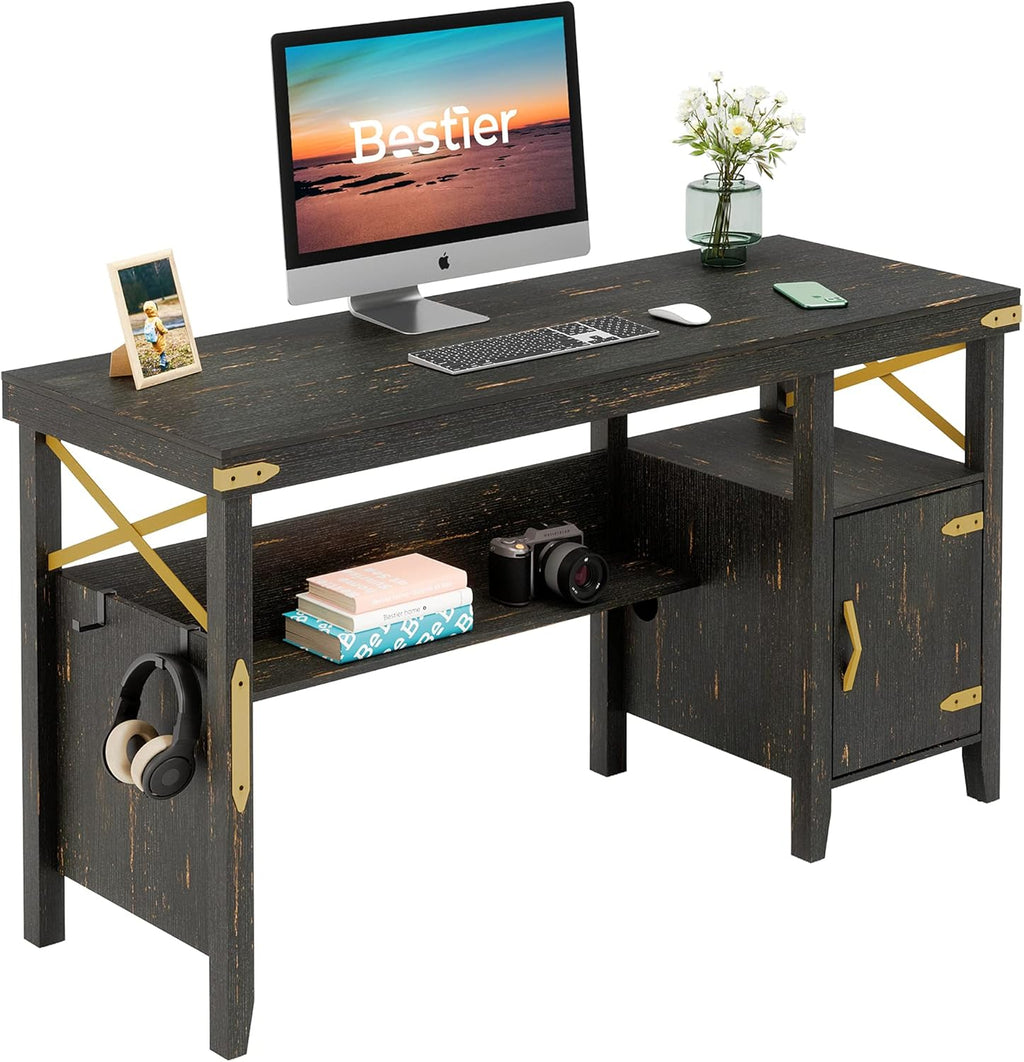 Gray L-Shaped Computer Desk with Storage Cabinet and Bookshelf G65388