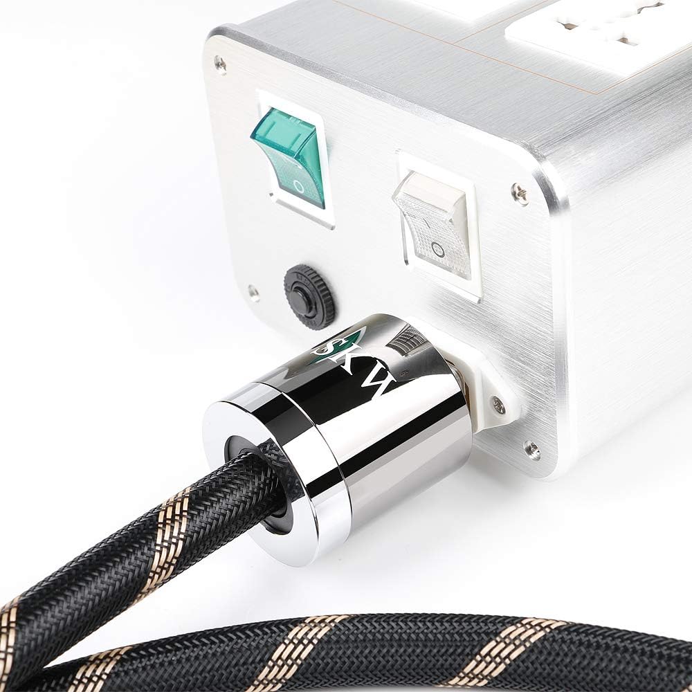 Upgrade Audiophile OCC Power Cord, Male to Female Power Cable, US Plug, Black, 6.5ft/2M K924120