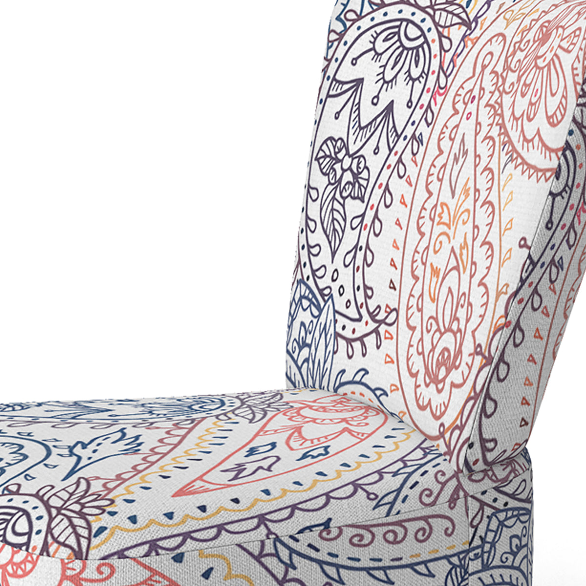 Pink and Blue Floral Paisley Upholstered Accent Chair and Arm Chair S769921