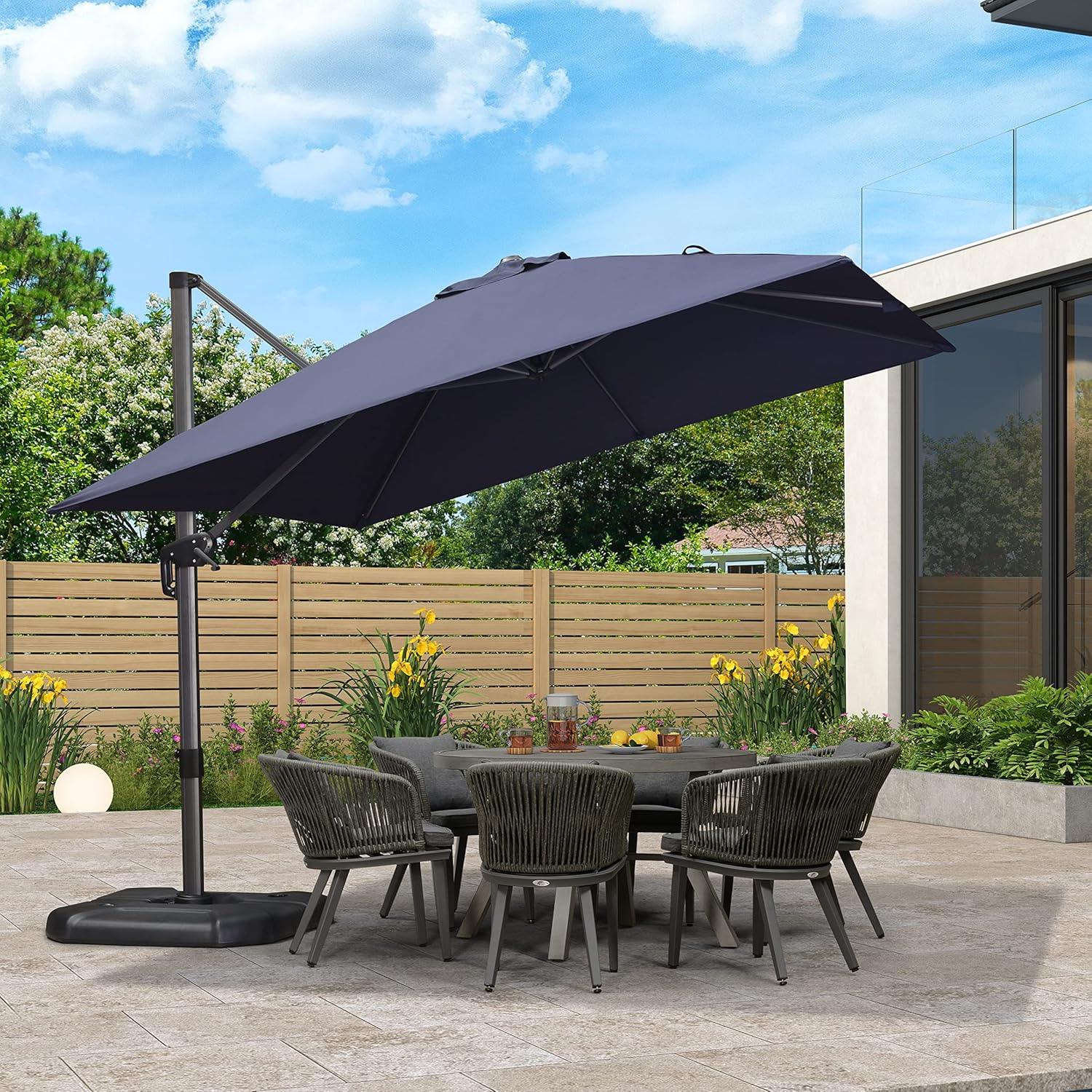 Grey 8 Feet Aluminum Cantilever Square Patio Umbrella Y7399
