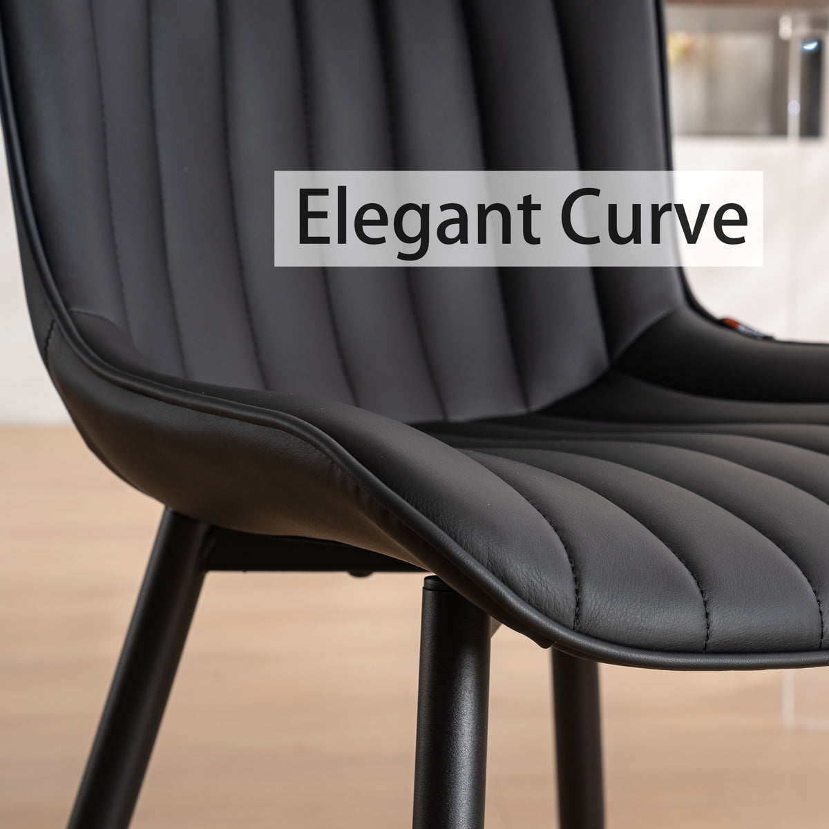 Black PU Faux Leather Upholstered Dining Chair 1 PCS U340600